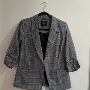 Miss Lili Black and White Plaid Blazer